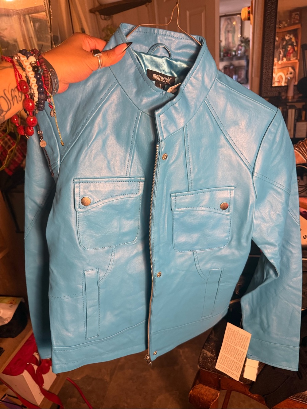 metrostyle Men’s Bright Blue Bomber Jacket